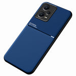 Anti-scratch Back Case for Xiaomi Redmi Note 12 Pro 5G Lines Imprinted PU Leather+TPU Hybrid Shell with Built-in Metal Sheet