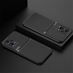 Anti-scratch Back Case for Xiaomi Redmi Note 12 Pro 5G Lines Imprinted PU Leather+TPU Hybrid Shell with Built-in Metal Sheet