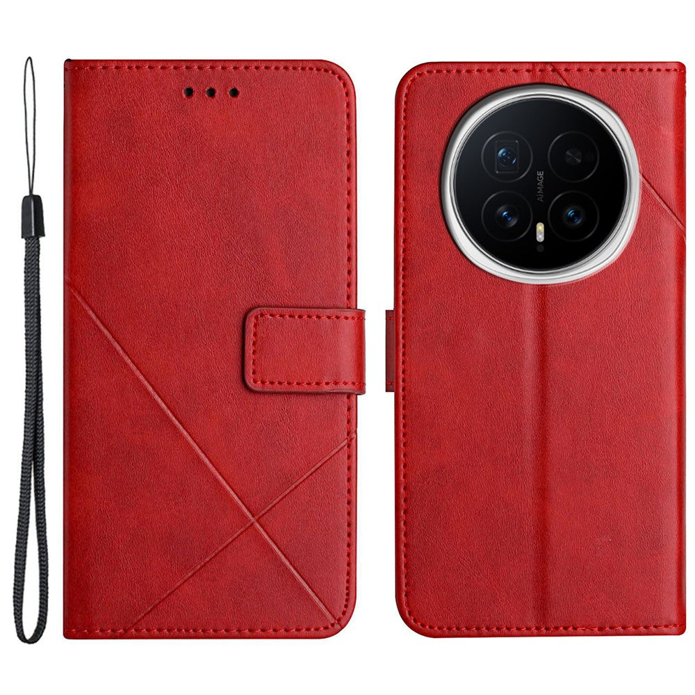 For Honor Magic8 5G Case Line Pattern Wallet Leather Phone Cover with Wrist Strap