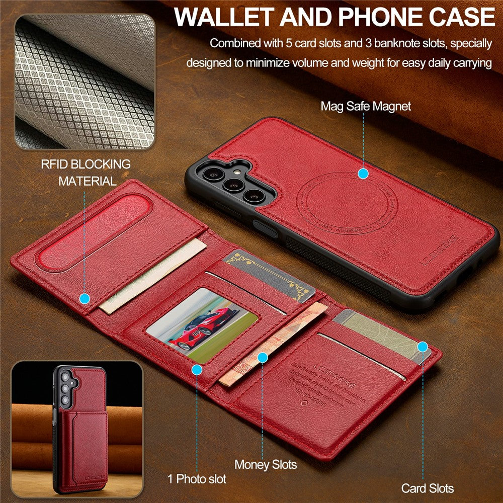 LC.IMEEKE L5 til Samsung Galaxy S26+ magnetisk mobilcover, læderbagside med aftagelig kortholder