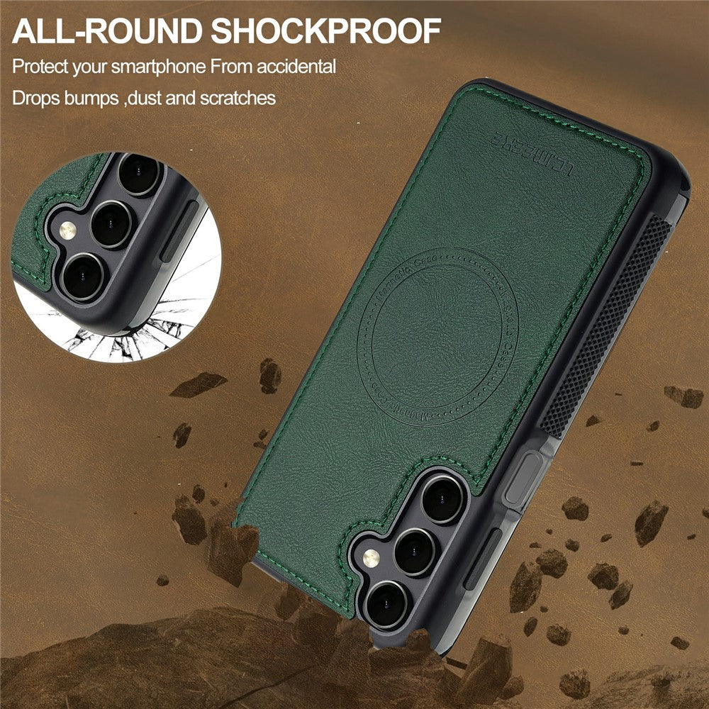 LC.IMEEKE For Samsung Galaxy A57 5G Magnetic Case Leather+TPU Back Cover