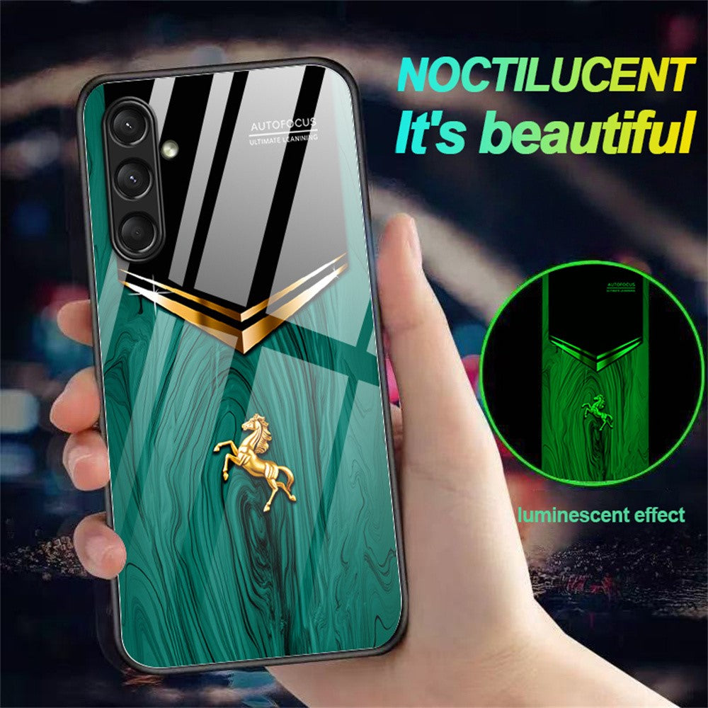 For Samsung Galaxy A56 5G Luminous Case Pattern Print Night Glow TPU + PC + Tempered Glass Phone Back Cover