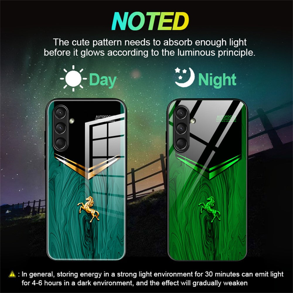 For Samsung Galaxy A56 5G Luminous Case Pattern Print Night Glow TPU + PC + Tempered Glass Phone Back Cover