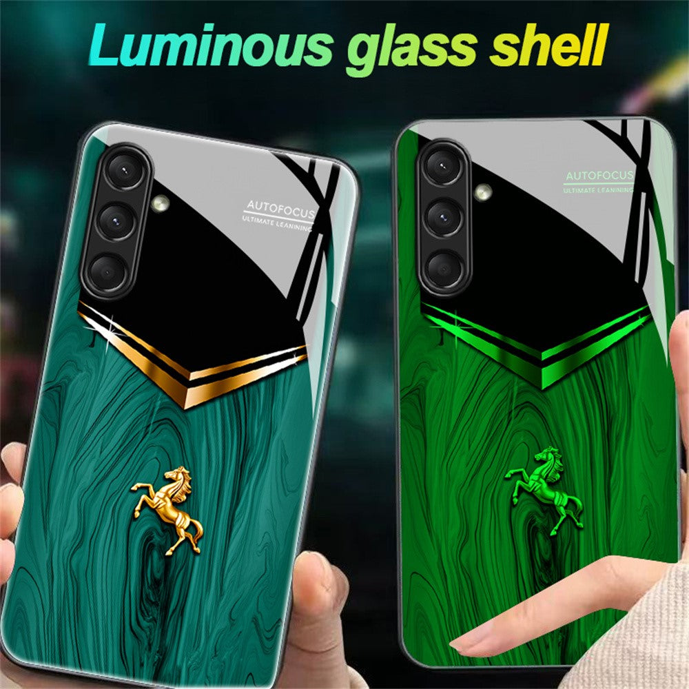 For Samsung Galaxy A56 5G Luminous Case Pattern Print Night Glow TPU + PC + Tempered Glass Phone Back Cover