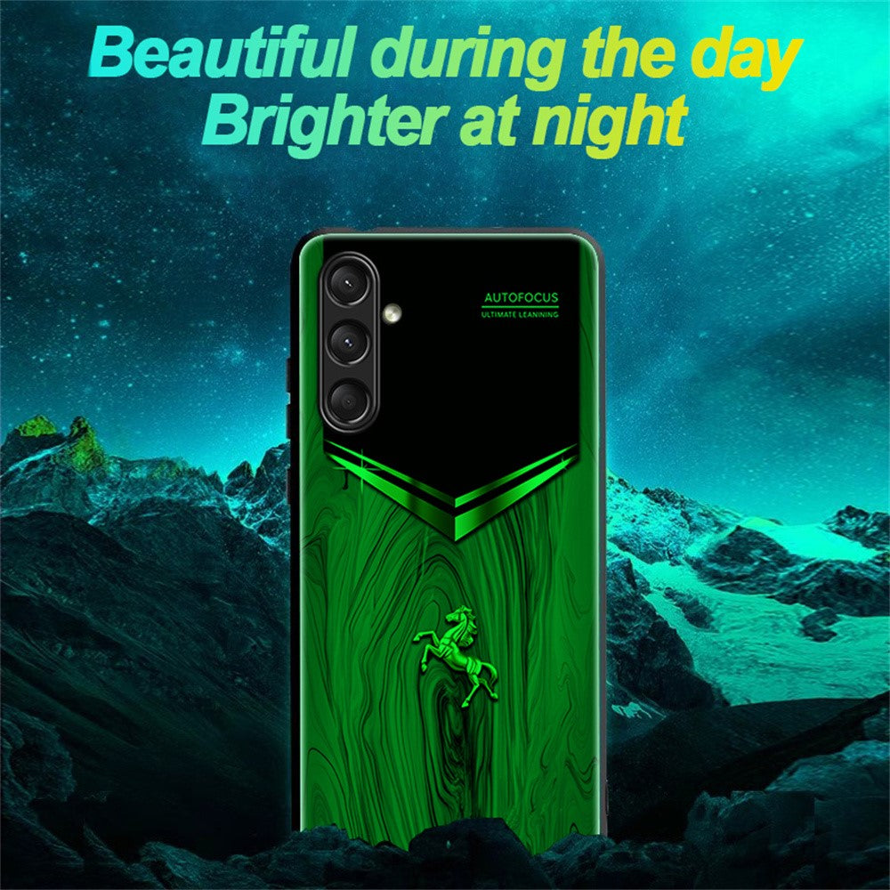 For Samsung Galaxy A56 5G Luminous Case Pattern Print Night Glow TPU + PC + Tempered Glass Phone Back Cover