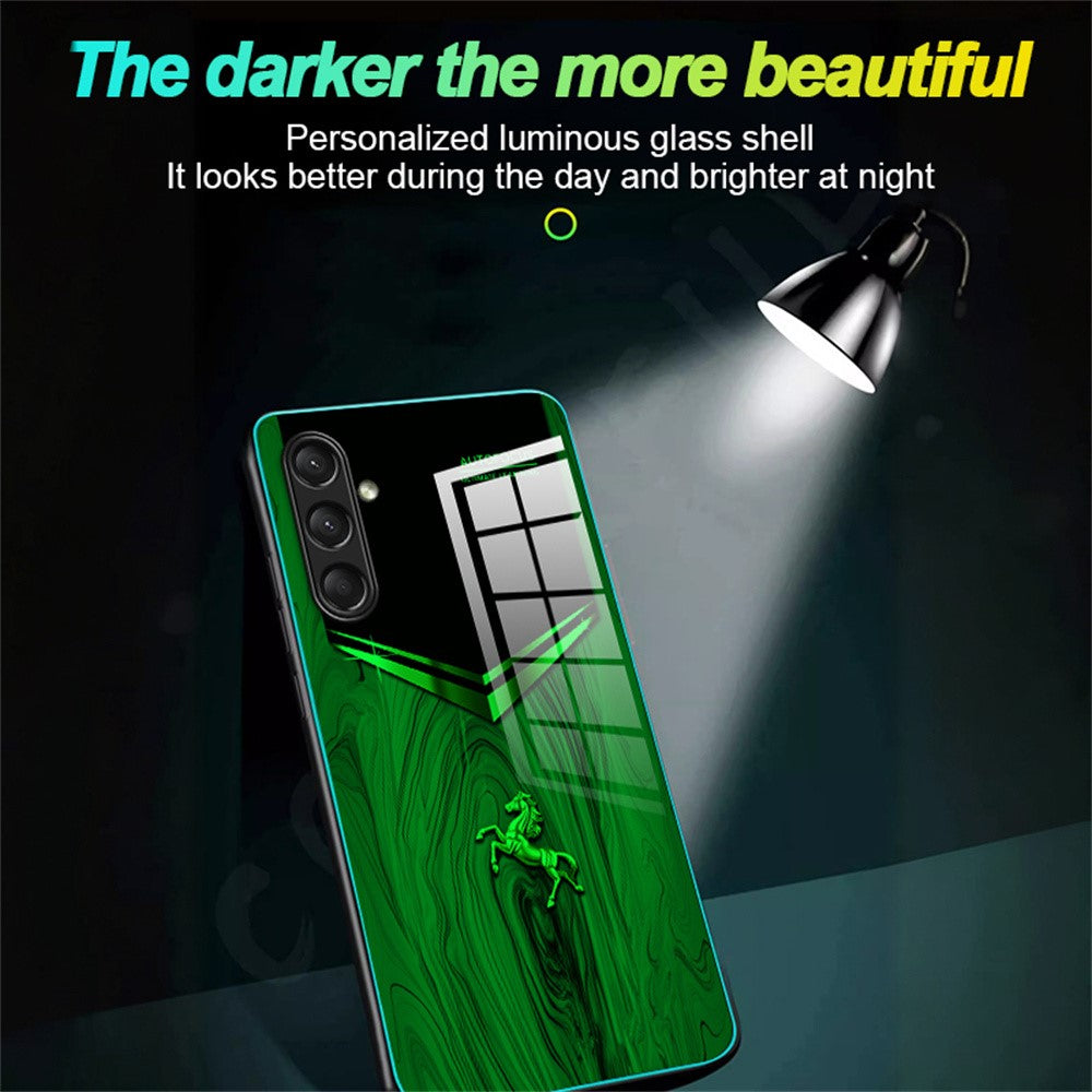 For Samsung Galaxy A56 5G Luminous Case Pattern Print Night Glow TPU + PC + Tempered Glass Phone Back Cover