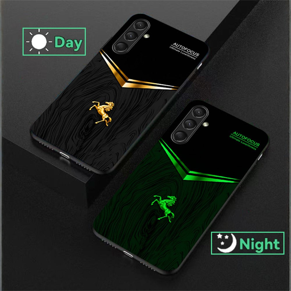For Samsung Galaxy A56 5G Luminous Case Pattern Print Night Glow TPU + PC + Tempered Glass Phone Back Cover