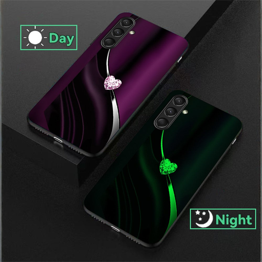 For Samsung Galaxy A56 5G Luminous Case Pattern Print Night Glow TPU + PC + Tempered Glass Phone Back Cover