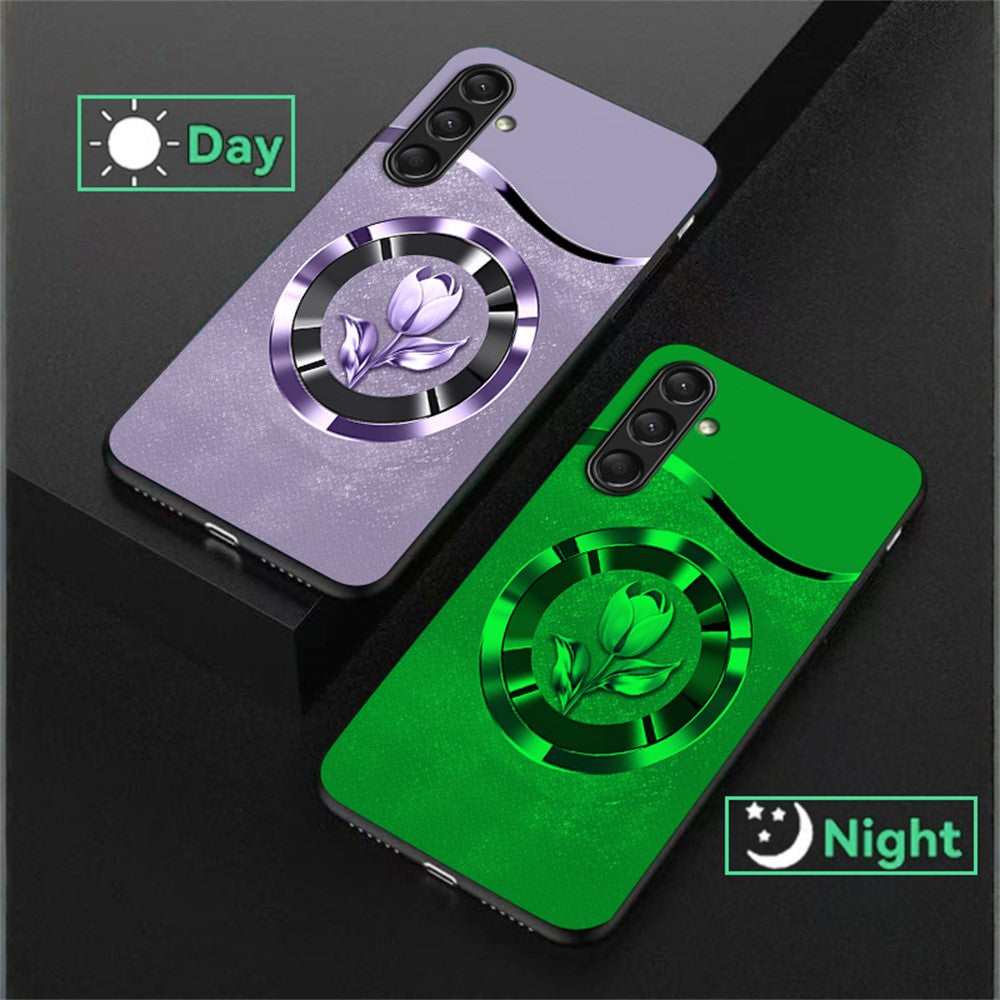 For Samsung Galaxy A56 5G Luminous Case Pattern Print Night Glow TPU + PC + Tempered Glass Phone Back Cover