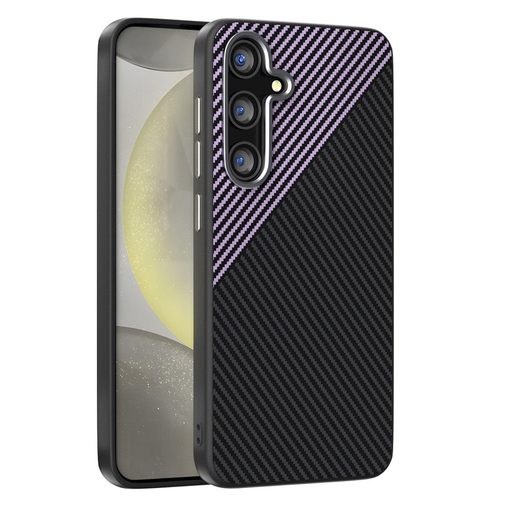 ABEEL For Samsung Galaxy S24 FE Magnetic Case Slim Carbon Fiber Texture TPU PC PU Phone Back Cover