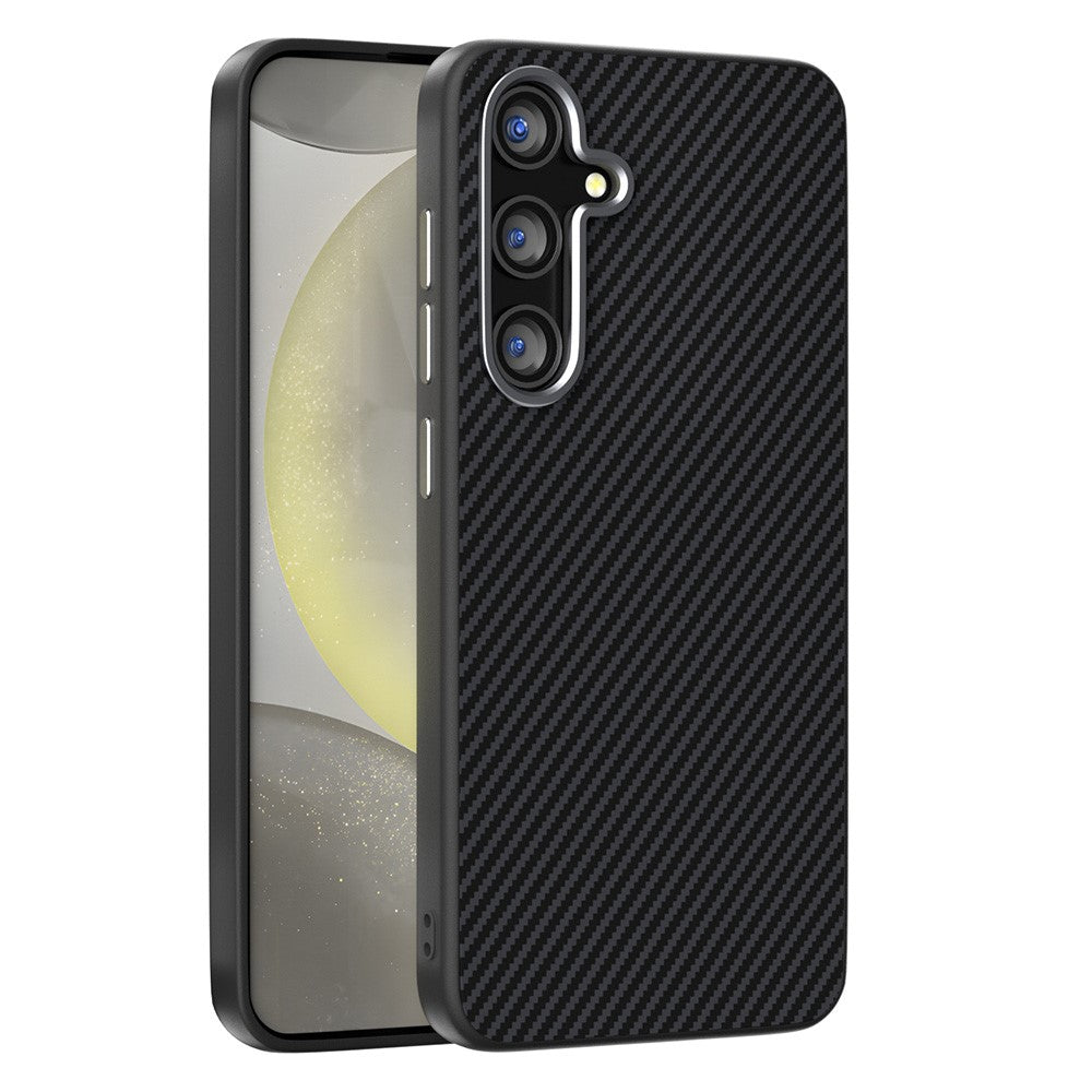 ABEEL For Samsung Galaxy S24 FE Magnetic Case Slim Carbon Fiber Texture TPU PC PU Phone Back Cover