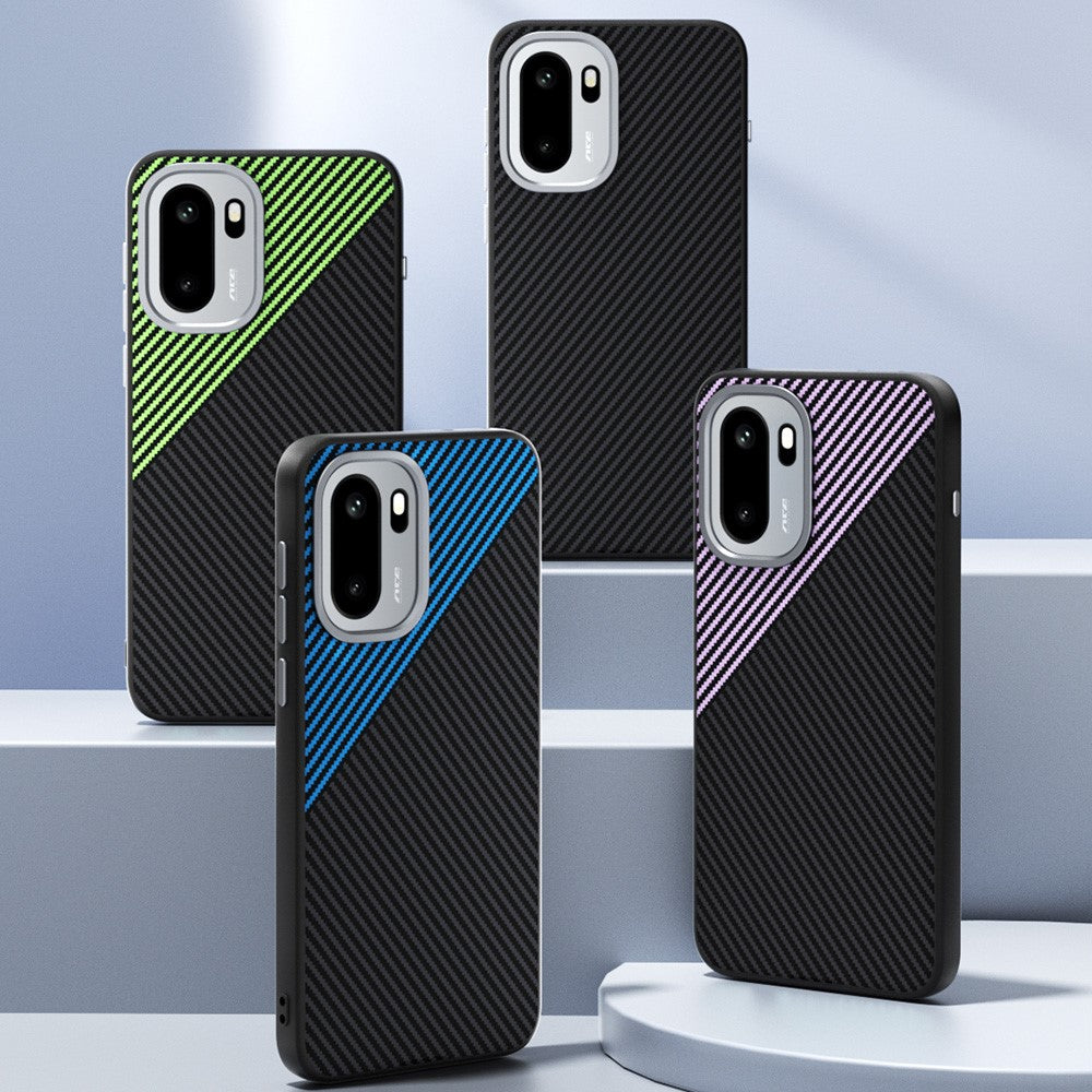 ABEEL til OnePlus 15R 5G / Ace 6T 5G magnetisk cover, slankt TPU-, PC- og PU-mobilcover med kulfibertekstur