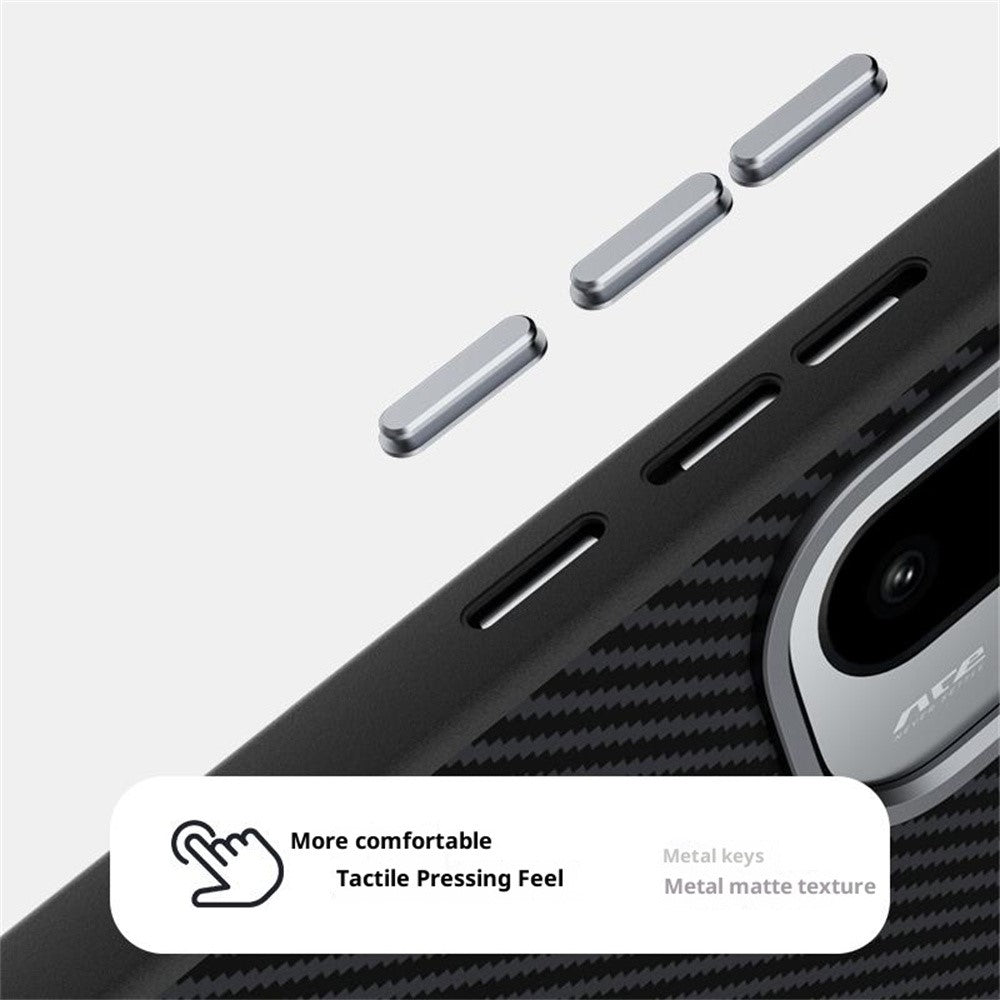 ABEEL til OnePlus 15R 5G / Ace 6T 5G magnetisk cover, slankt TPU-, PC- og PU-mobilcover med kulfibertekstur