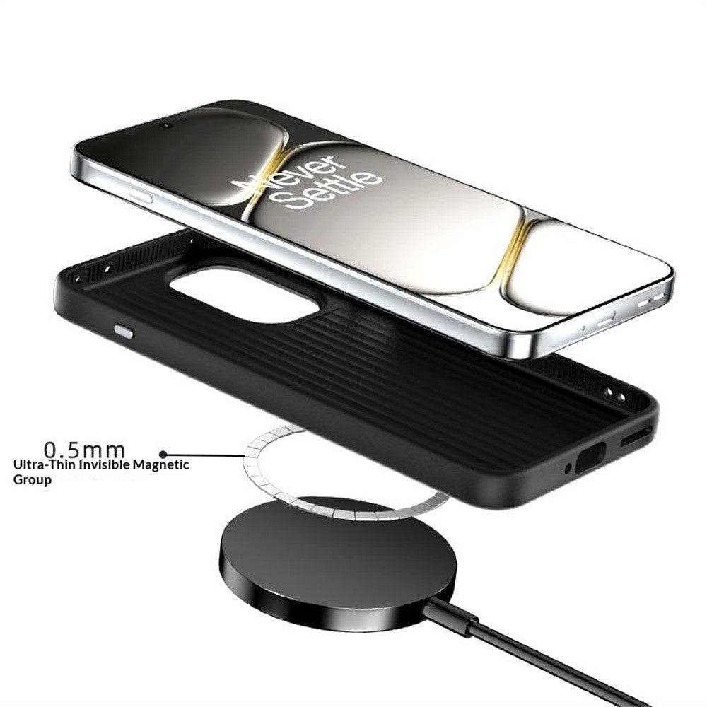 ABEEL til OnePlus 15R 5G / Ace 6T 5G magnetisk cover, slankt TPU-, PC- og PU-mobilcover med kulfibertekstur