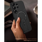 Skin Touch-cover til Samsung Galaxy S26 Ultra med støtte, kickstand, PC + TPU-mobilcover og magnetisk bilholder