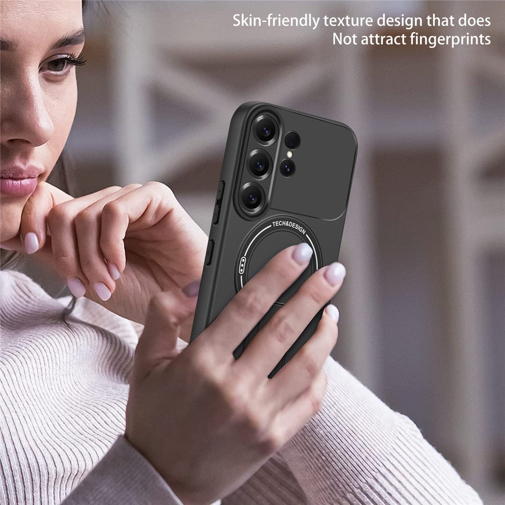 Skin Touch-cover til Samsung Galaxy S26 Ultra med støtte, kickstand, PC + TPU-mobilcover og magnetisk bilholder