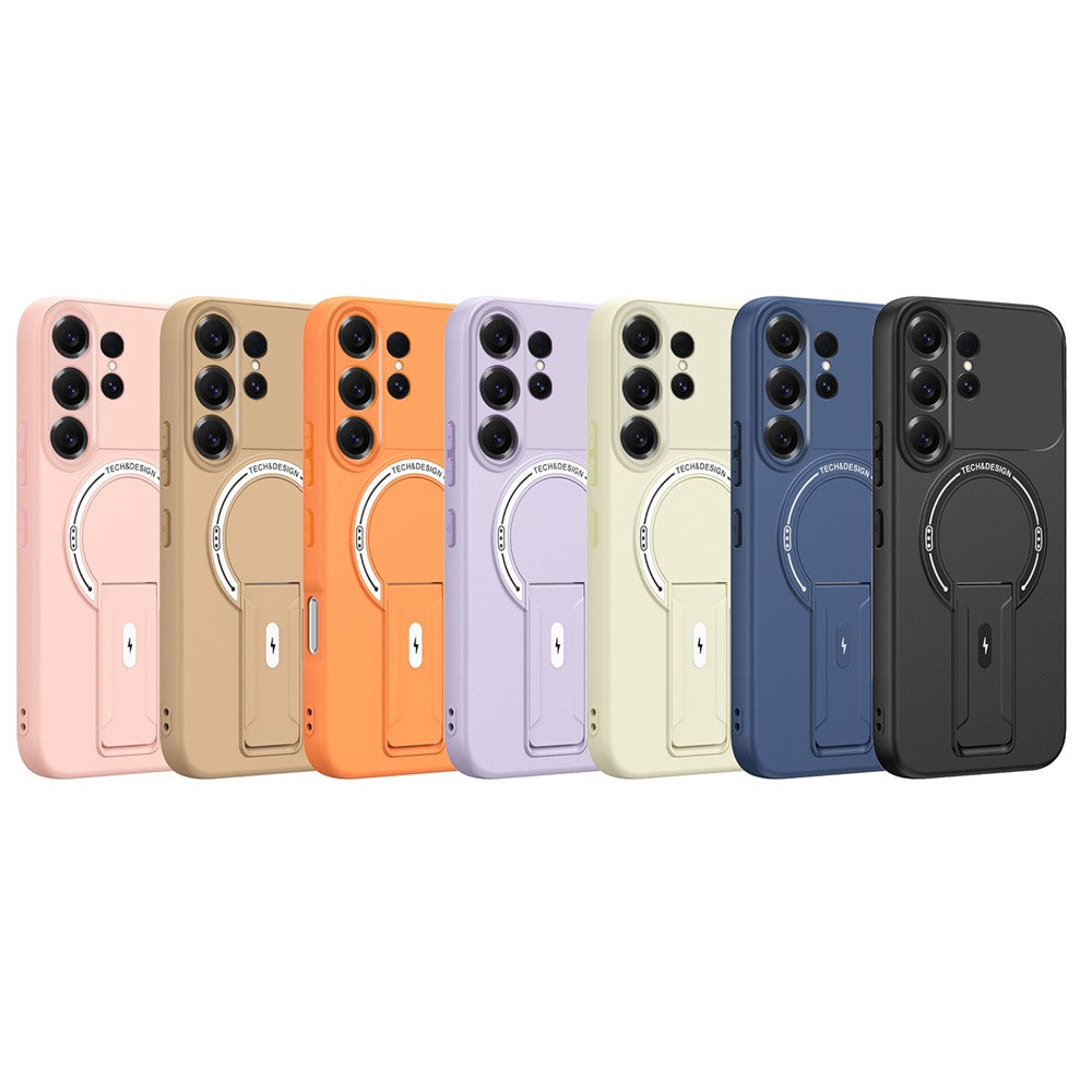 Skin Touch-cover til Samsung Galaxy S26 Ultra med støtte, kickstand, PC + TPU-mobilcover og magnetisk bilholder