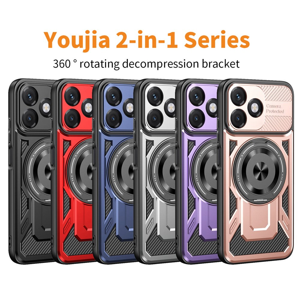 Magnetic Case For Honor X5c 4G  /  X5c Plus 4G  /  Play10A 4G Rotating Kickstand TPU + PC Phone Cover