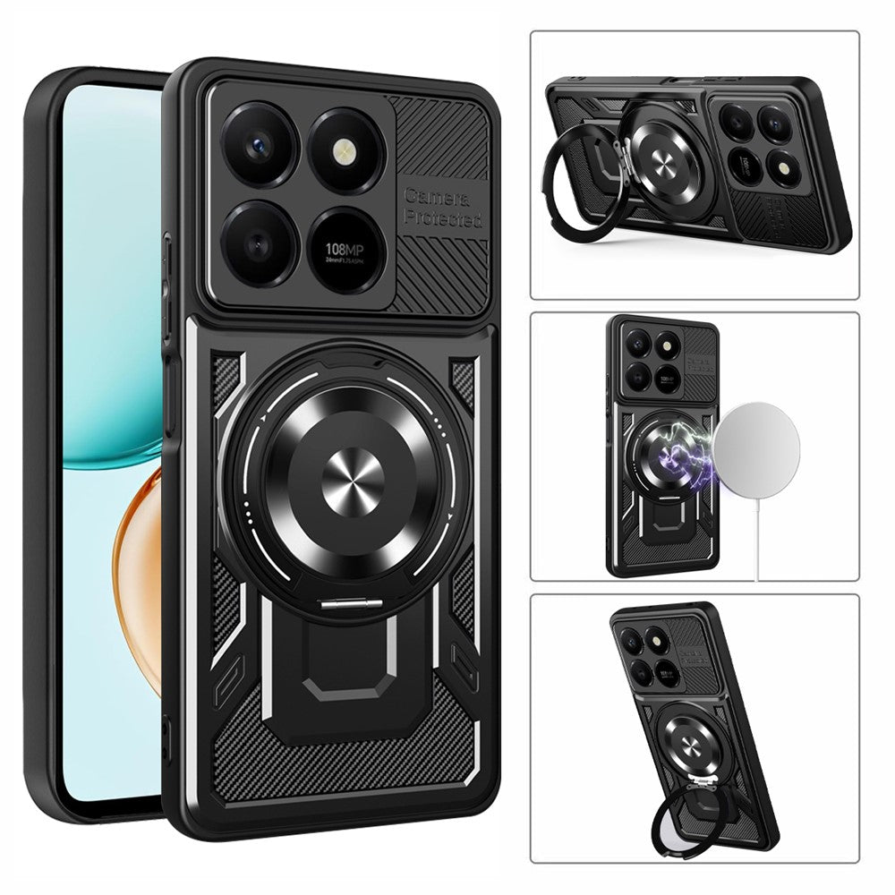Magnetic Case For Honor 400 Smart 5G  /  400 Smart 4G  /  X7d 4G  /  X7d 5G Rotating Kickstand TPU + PC Phone Cover