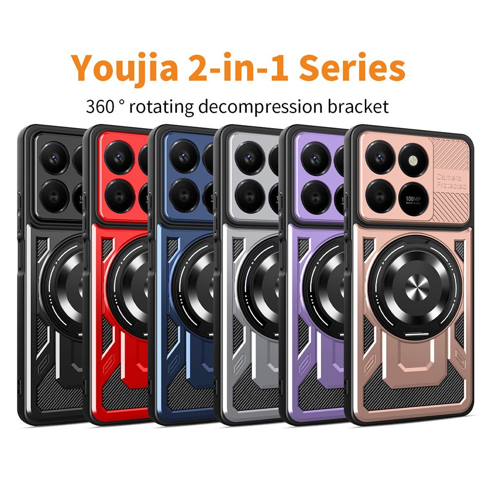 Magnetic Case For Honor 400 Smart 5G  /  400 Smart 4G  /  X7d 4G  /  X7d 5G Rotating Kickstand TPU + PC Phone Cover