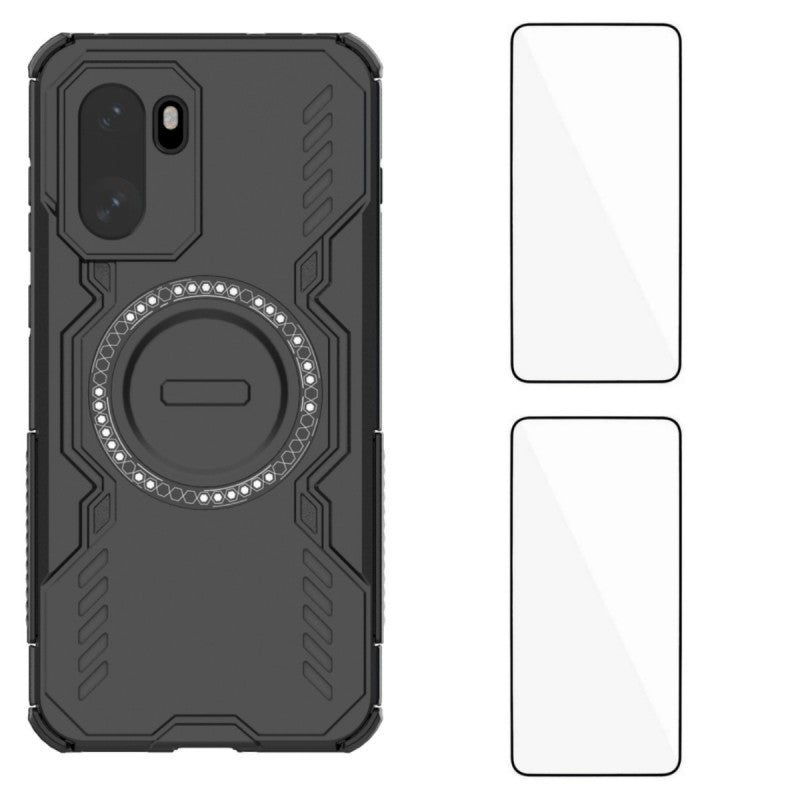 WANLONFENG For OnePlus Ace 6 5G / OnePlus Ace 6T 5G / OnePlus 15R 5G Magnetic Case  DJ Series PC TPU Phone Cover with 2Pcs Tempered Glass Film