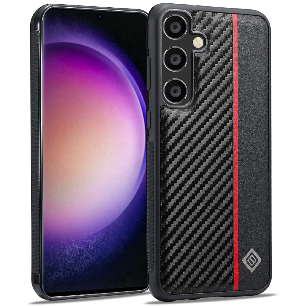 LC.IMEEKE For Samsung Galaxy S26 Case Carbon Fiber Texture Leather + TPU + EVA Phone Cover