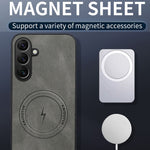 Magnetiskt skal för Samsung Galaxy S26+ i nappa-textur i PU-läder i TPU-material.