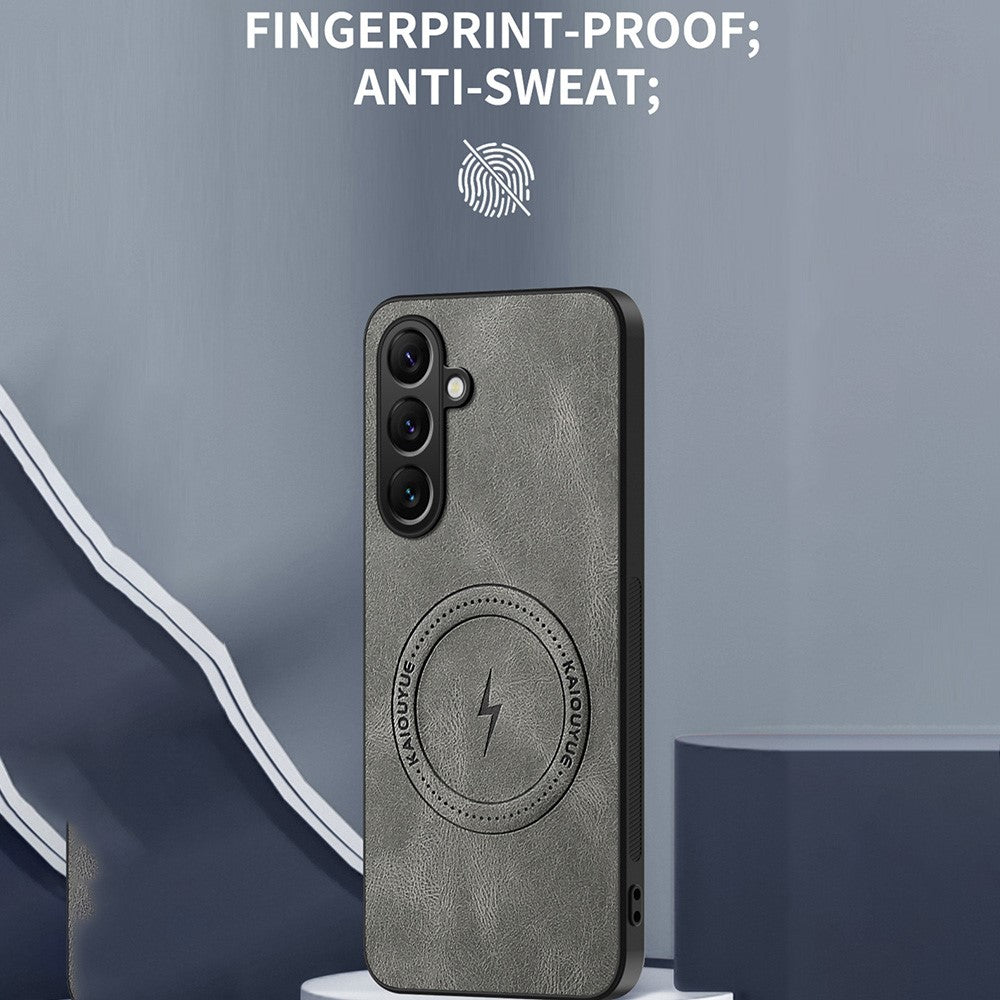 Magnetiskt skal för Samsung Galaxy S26+ i nappa-textur i PU-läder i TPU-material.