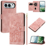 For Honor 500 5G / 500 Pro 5G Wallet Case with 5 Card Slots / Wrist Strap, Tulip Pattern Imprint Leather Phone Cover