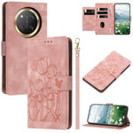 For Honor X60 Pro 5G / X9c 5G / Magic7 Lite 5G Wallet Case with 5 Card Slot / Wrist Strap, Tulip Pattern Imprint Leather Phone Cover