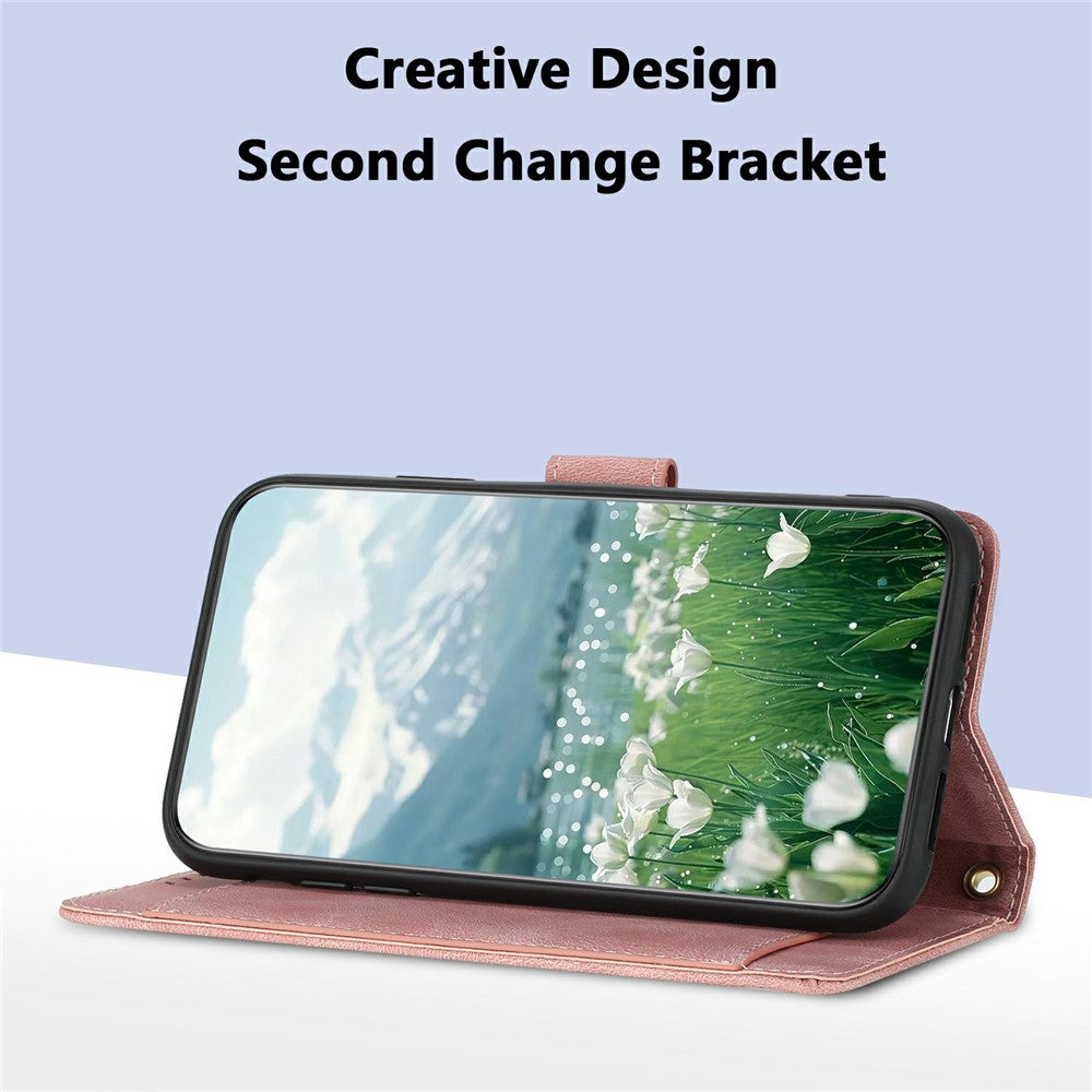 For Honor X60 Pro 5G / X9c 5G / Magic7 Lite 5G Wallet Case with 5 Card Slot / Wrist Strap, Tulip Pattern Imprint Leather Phone Cover