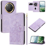 For Honor X60 Pro 5G / X9c 5G / Magic7 Lite 5G Wallet Case with 5 Card Slot / Wrist Strap, Tulip Pattern Imprint Leather Phone Cover
