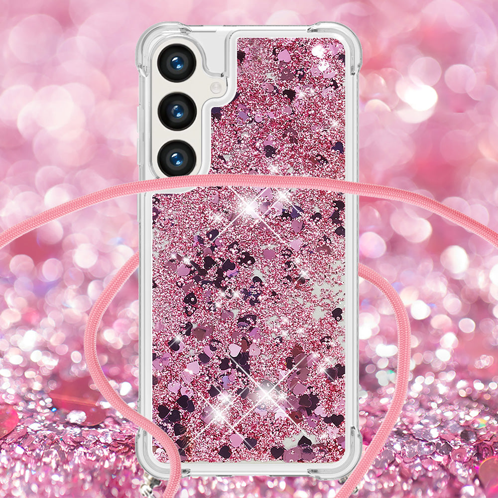 For Samsung Galaxy S26+ TPU Case Quicksand Phone Cover with Lanyard