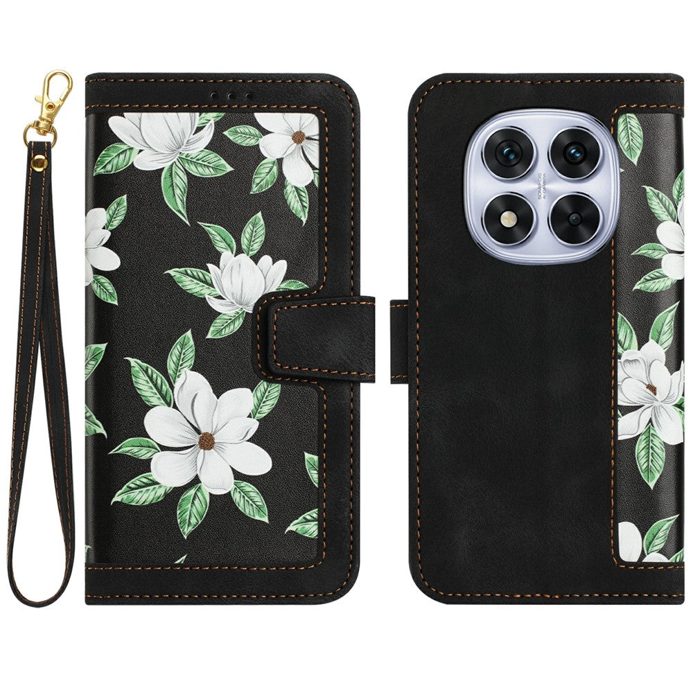 Xiaomi Redmi Note 15 Pro 4G (Global) fodral i PU-läder med blommönster och kortplatser