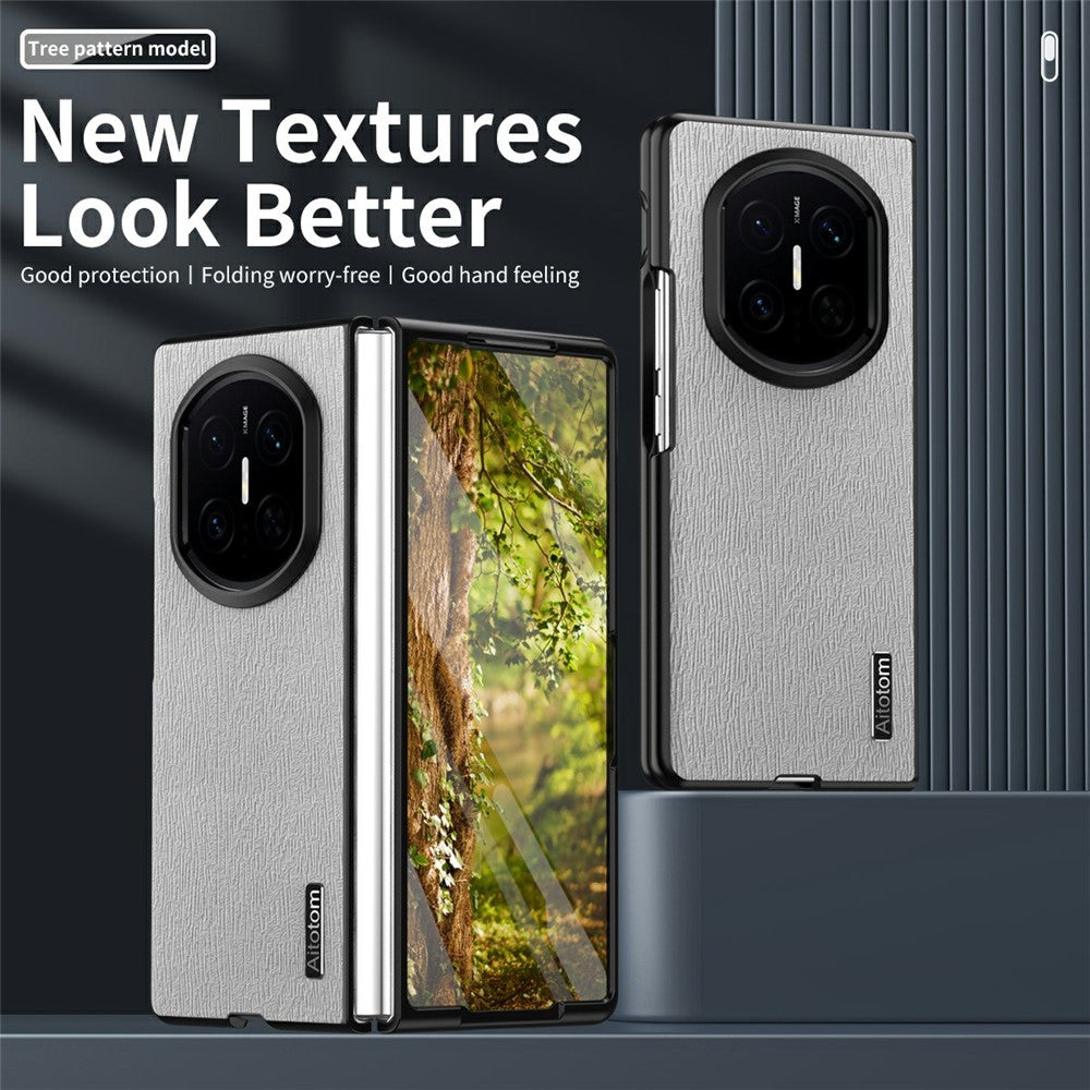 For Huawei Mate X7 Case Wood Texture PU Leather Coated PC TPU Phone Cover