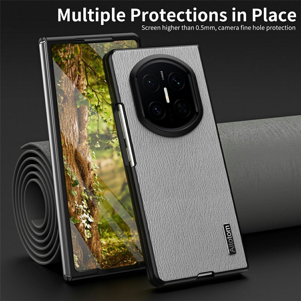 For Huawei Mate X7 Case Wood Texture PU Leather Coated PC TPU Phone Cover