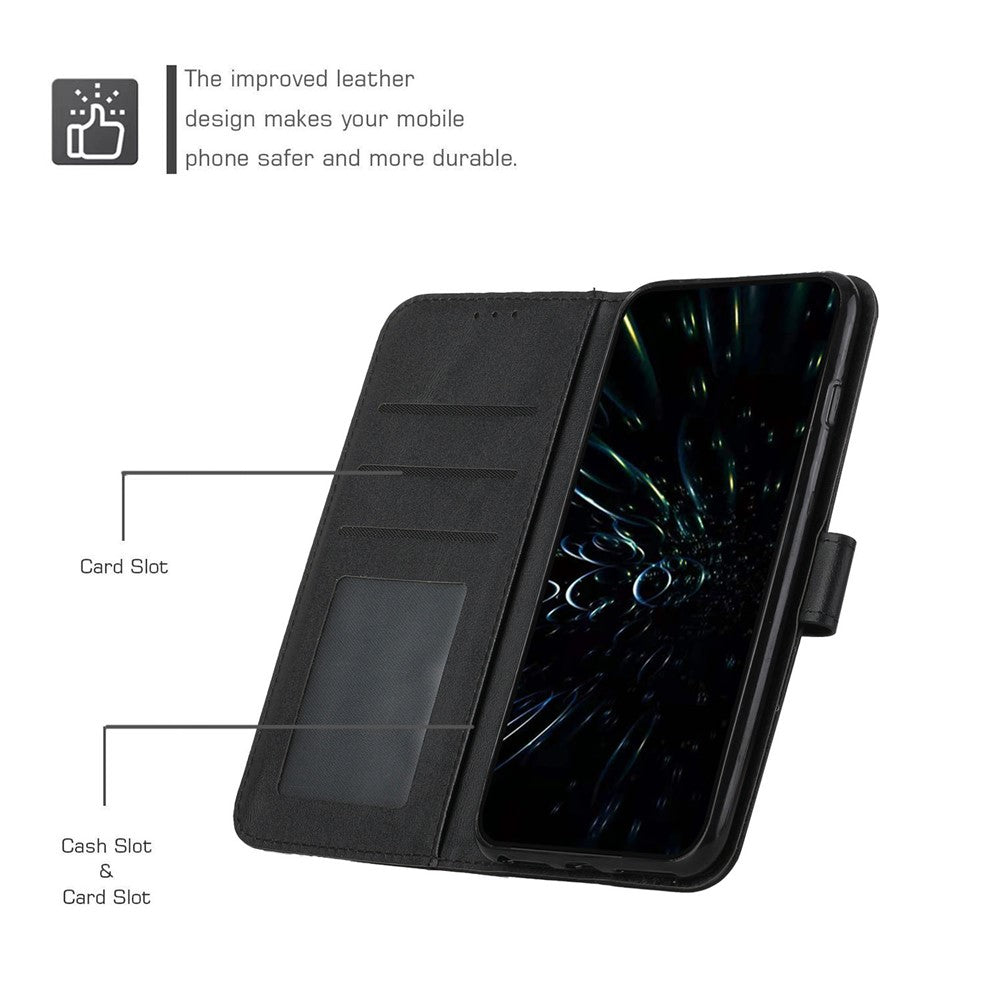 Telefoncover i læder til Samsung Galaxy A57 5G, foldbart stativ, pung, flipcover med rem