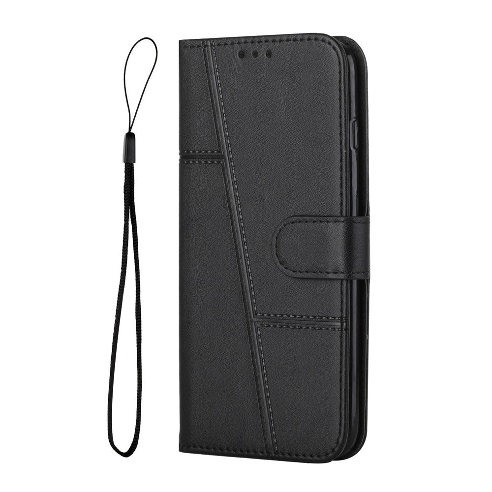 Telefoncover i læder til Samsung Galaxy A57 5G, foldbart stativ, pung, flipcover med rem
