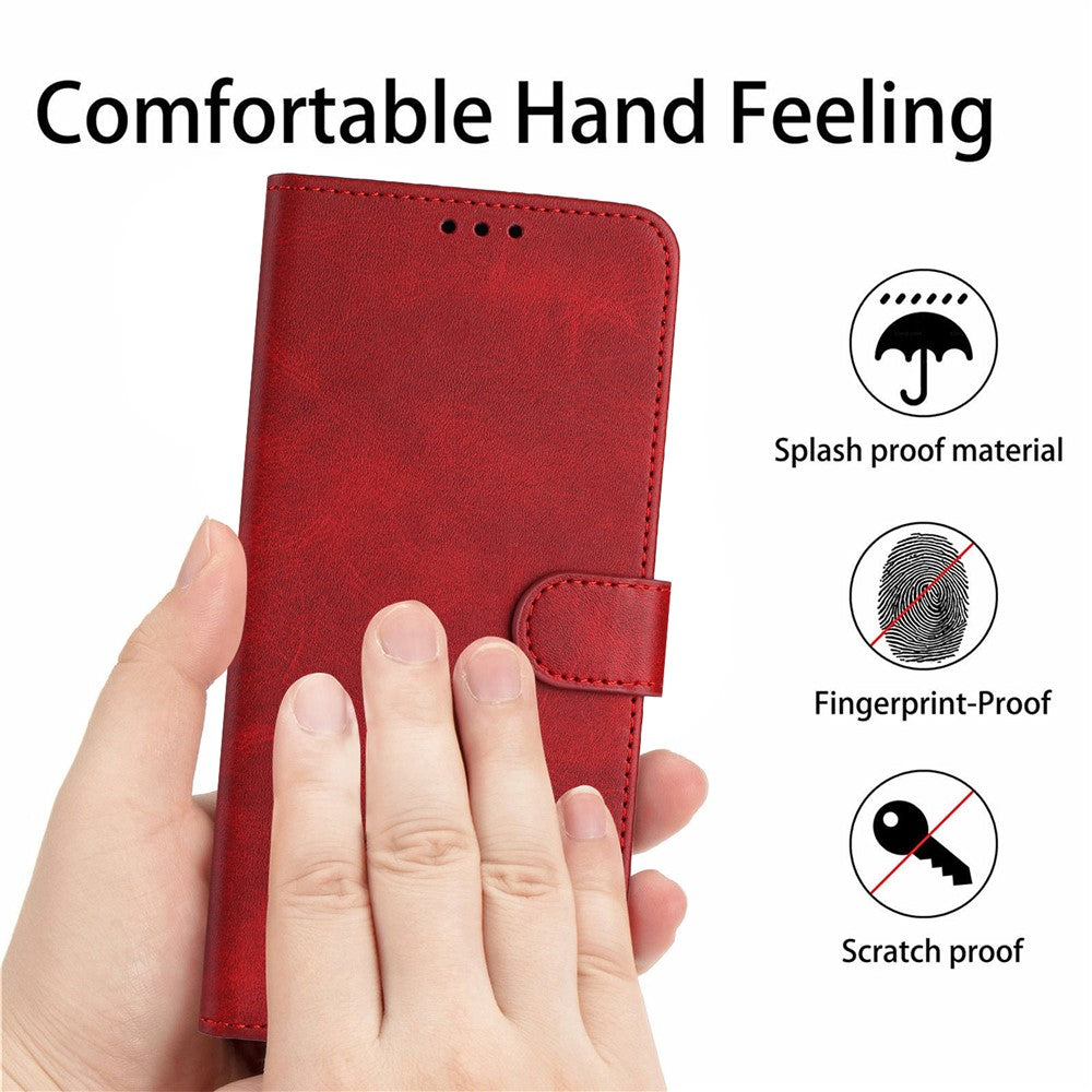 For Samsung Galaxy A57 5G Wallet Etui Flip Stand Kalvetekstur PU Læder Telefoncover med Rem