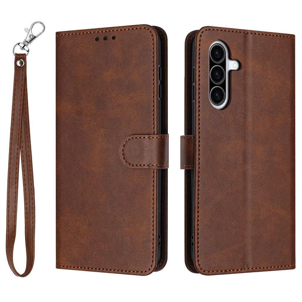 For Samsung Galaxy A57 5G Wallet Etui Flip Stand Kalvetekstur PU Læder Telefoncover med Rem