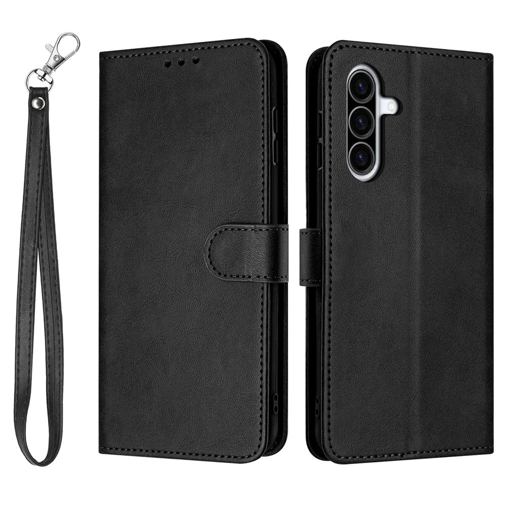 For Samsung Galaxy A57 5G Wallet Etui Flip Stand Kalvetekstur PU Læder Telefoncover med Rem