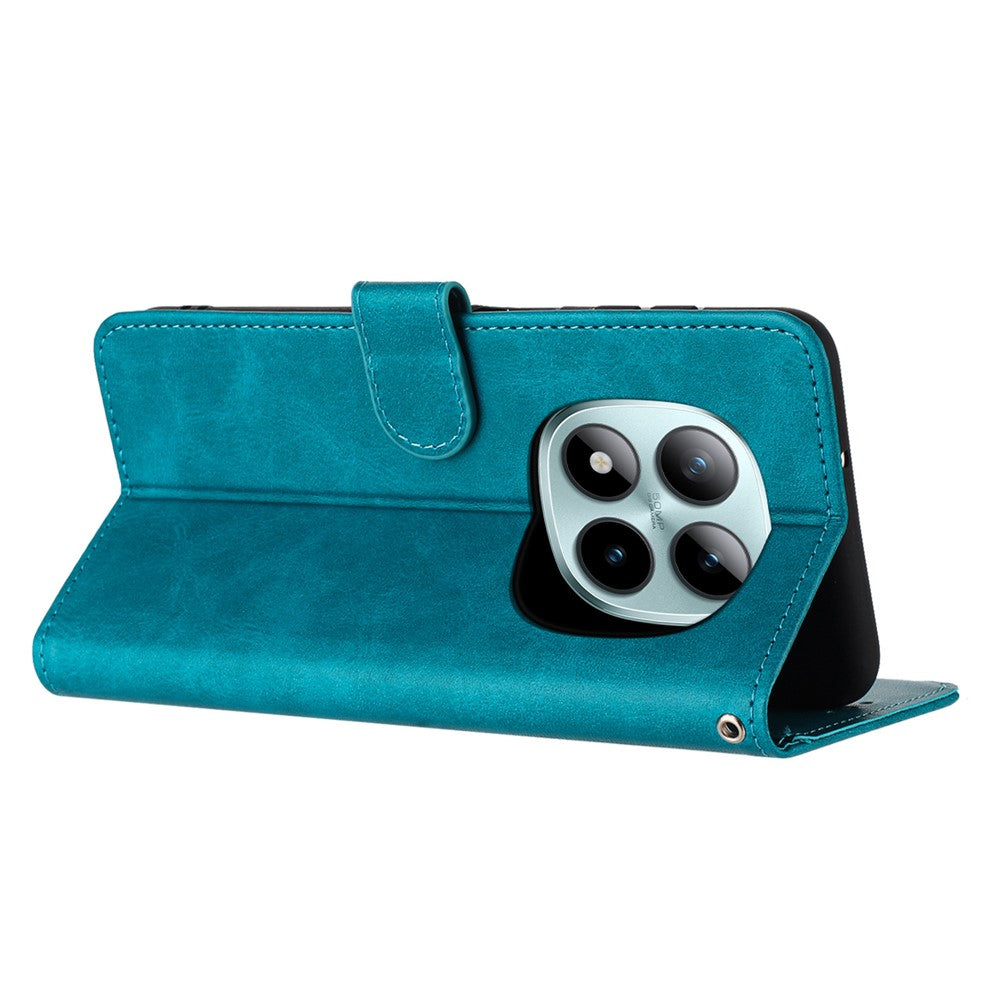 For Xiaomi Redmi Note 15 Pro 4G (Global) Wallet Case Flip Stand Calf Texture PU Leather Phone Cover with Strap
