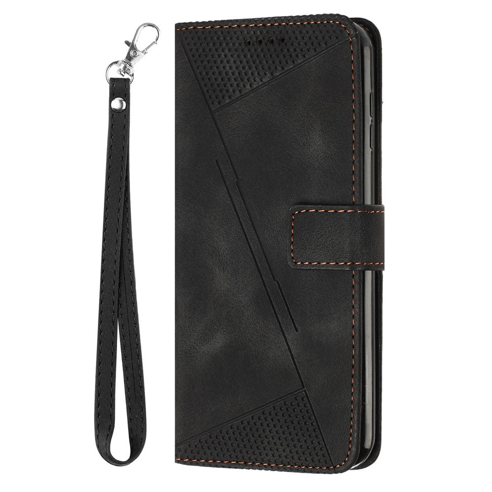 Leather Case For Samsung Galaxy S26 Imprinted Triangle Phone Cover with Hand Strap