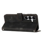 Leather Case For Samsung Galaxy S26 Imprinted Triangle Phone Cover with Hand Strap