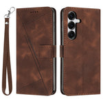 Leather Case For Samsung Galaxy S26 Imprinted Triangle Phone Cover with Hand Strap