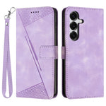 Leather Case For Samsung Galaxy S26 Imprinted Triangle Phone Cover with Hand Strap