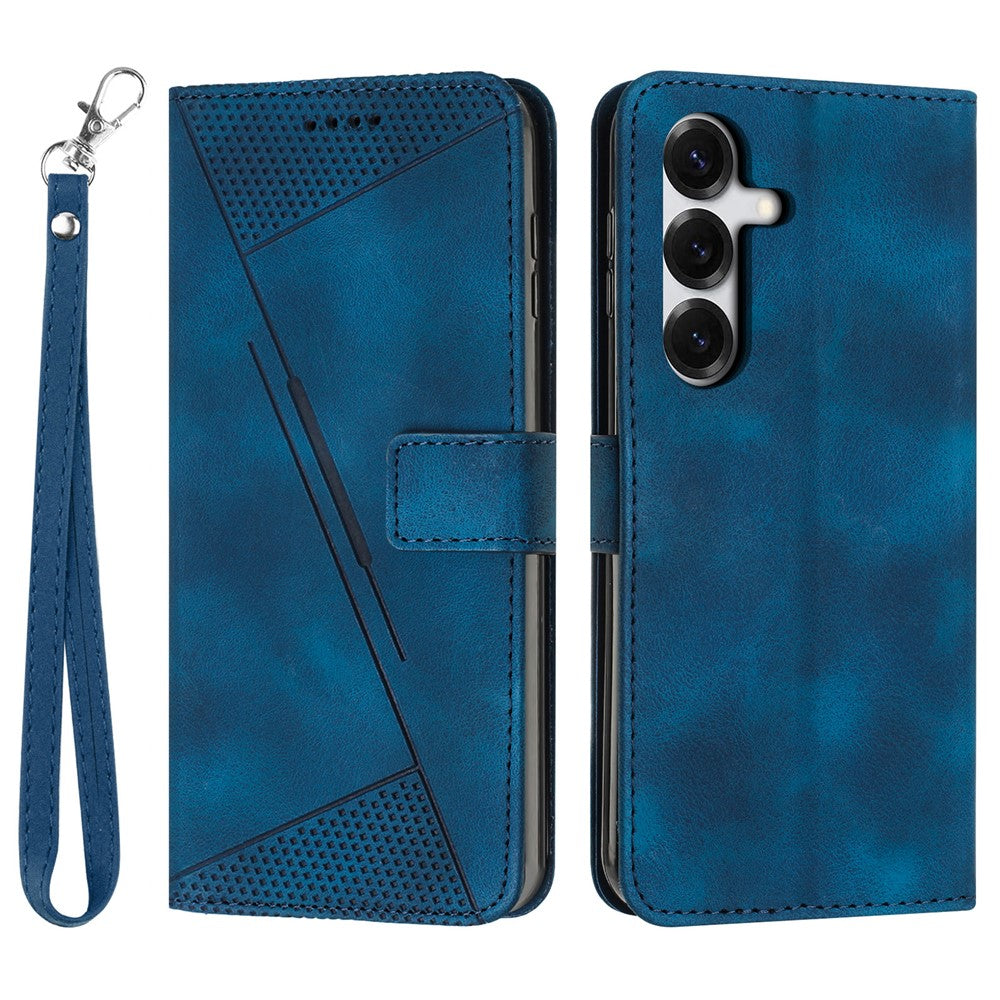Leather Case For Samsung Galaxy S26 Imprinted Triangle Phone Cover with Hand Strap