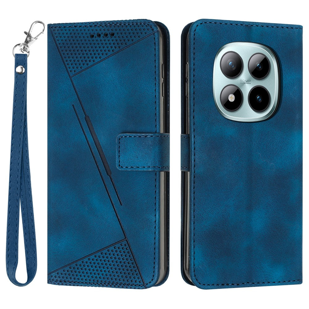 For Xiaomi Redmi Note 15 Pro 4G (Global) Leather Case Imprinted Triangle Phone Cover with Hand Strap
