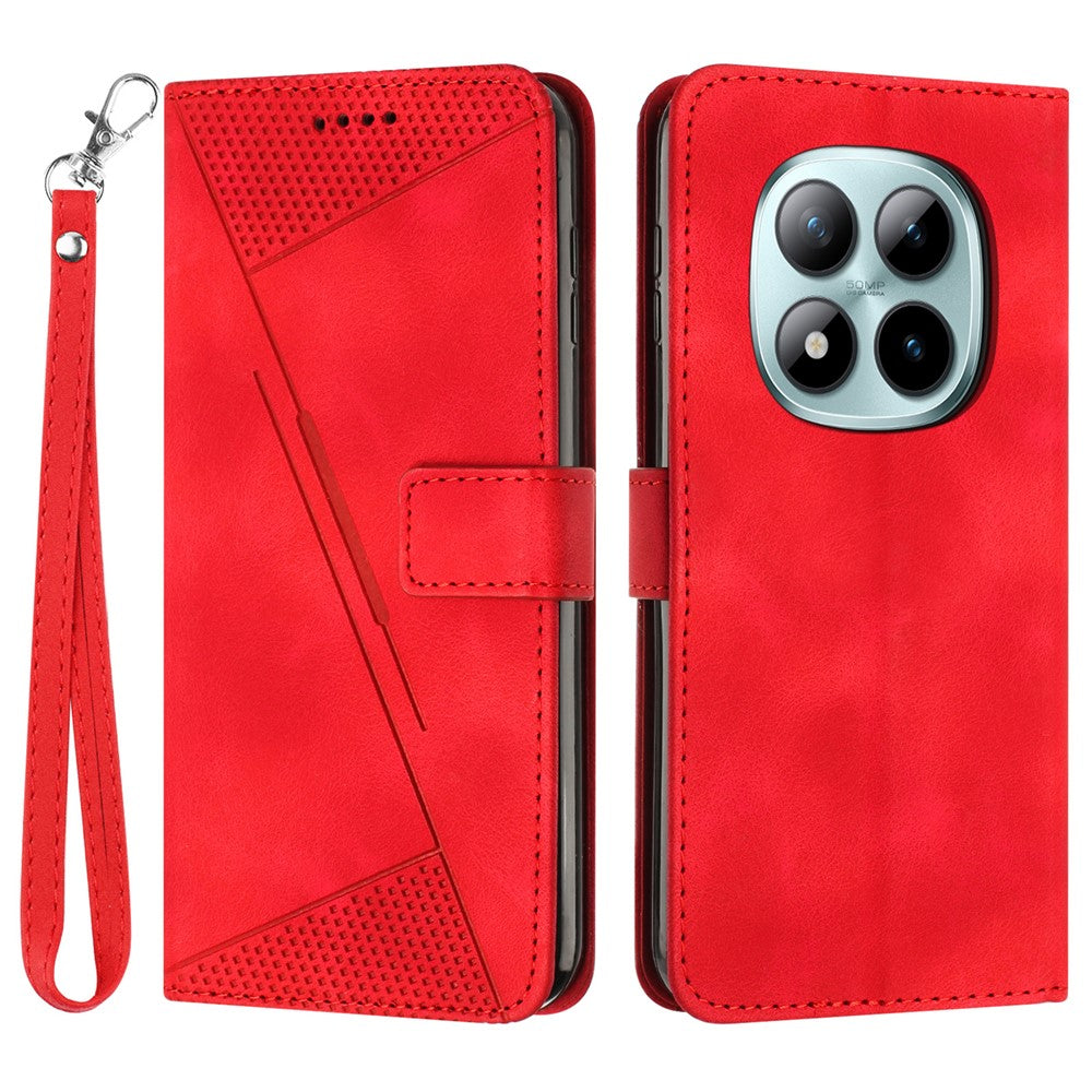 For Xiaomi Redmi Note 15 Pro 4G (Global) Leather Case Imprinted Triangle Phone Cover with Hand Strap