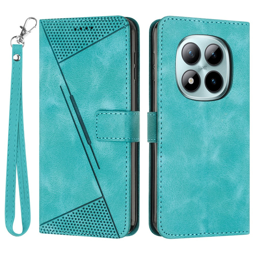 For Xiaomi Redmi Note 15 Pro 4G (Global) Leather Case Imprinted Triangle Phone Cover with Hand Strap